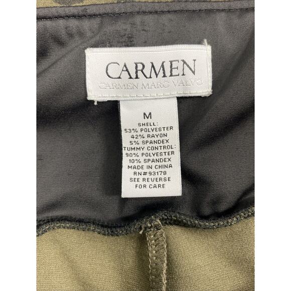 Carmen Animal Print Pants Womens Medium Green Black Stretch Tummy Control Slacks - Picture 3 of 10